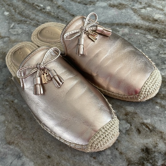 Coach Cassidy Espadrille Gold Metallic Mule Slides Women’s 8.5 - Picture 11 of 11